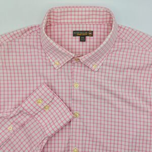 Peter Millar Summer Comfort Button Down Shirt Men's XXL Pink Check Performance